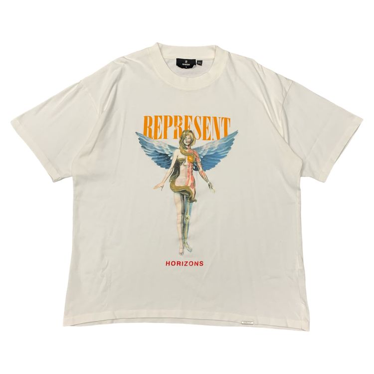 Represent Medium Reborn Horizons Flat White T-Shirt