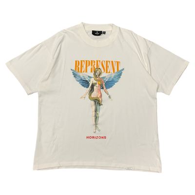 Represent Medium Reborn Horizons Flat White T-Shirt