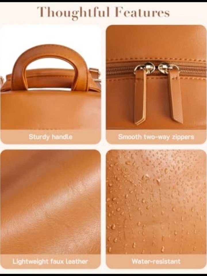 Brown Mini Backpack With Accessory Pouch image 3