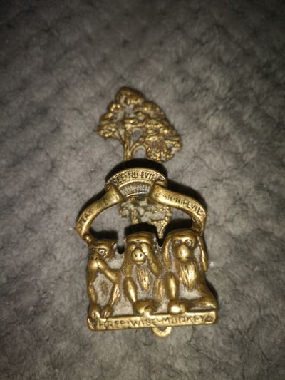 Gold-Tone Decorative Pin With Three Monkeys Design