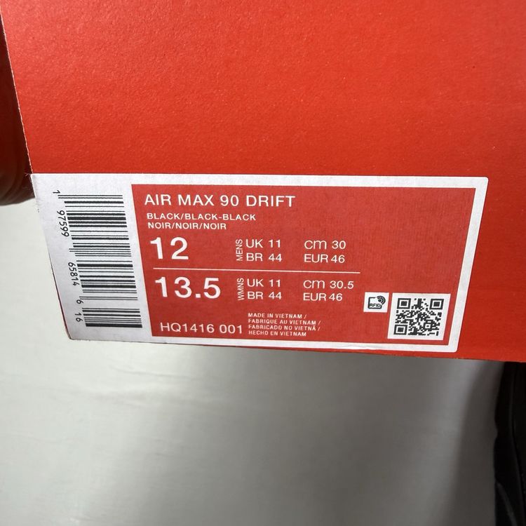 Nike Air Max 90 Size UK 11 Drift Triple Black Men's Trainers HQ1416-001 image 5