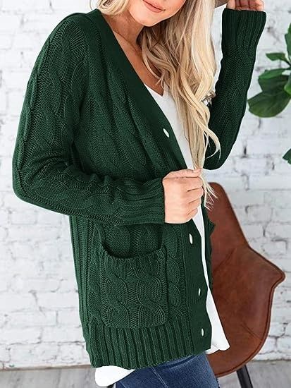 Green Cable Knit Cardigan image 1