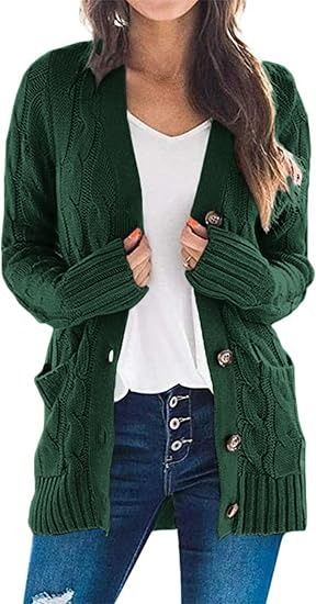 Green Cable Knit Cardigan image 2