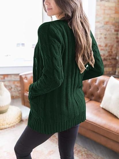 Green Cable Knit Cardigan image 4