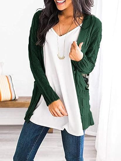 Green Cable Knit Cardigan image 3