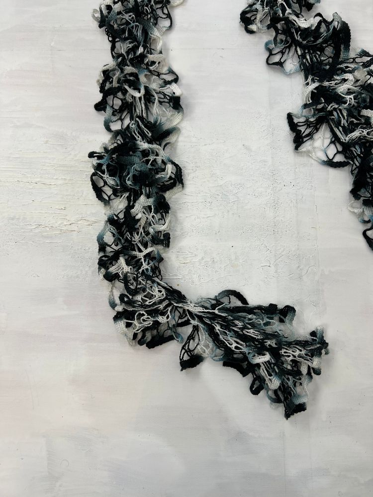 vintage edit ten | black and white ruffle scarf 5
