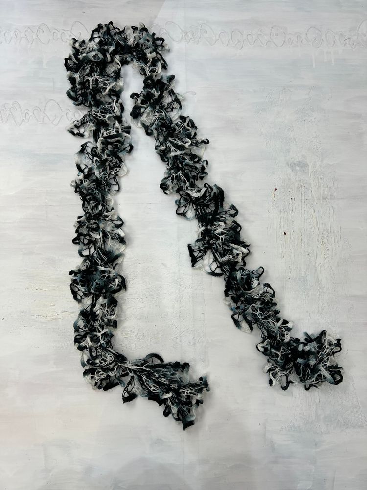 vintage edit ten | black and white ruffle scarf 7