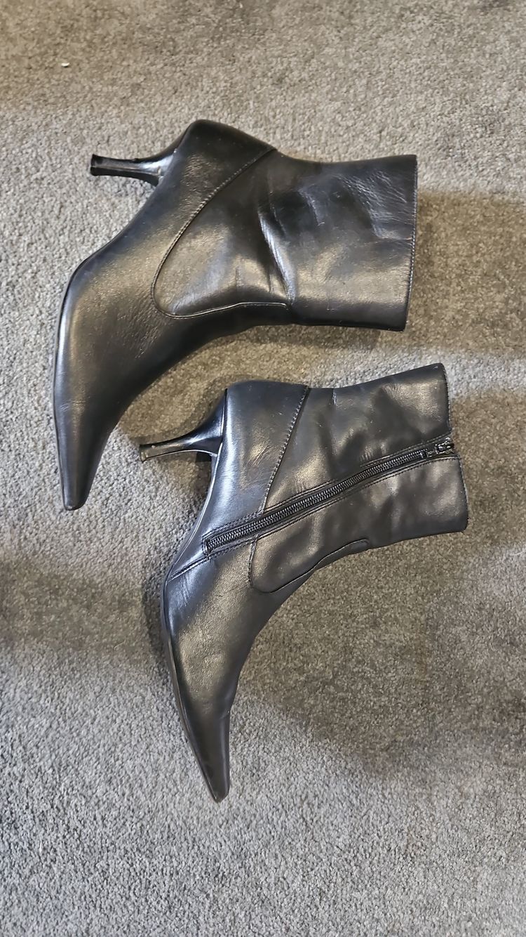 Ladies Next Black Leather Ankle Boots