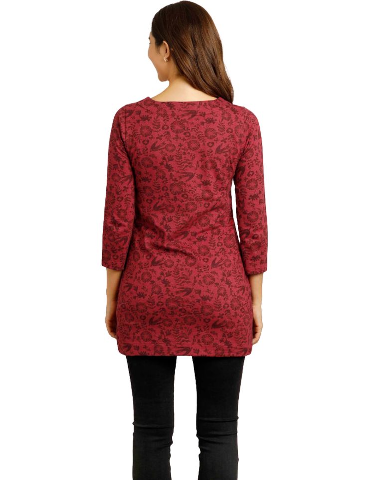Immagine di Women's Kimberley Printed Jersey 3/4 Sleeve Tunic in Jester Red (IMPERFECT) 5