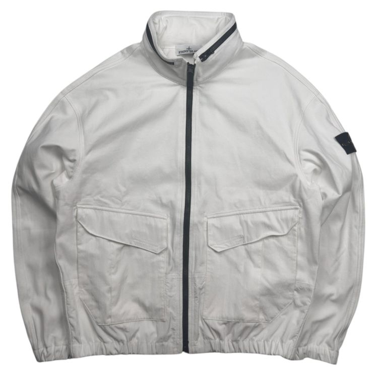 S/S 26 Stone Island Organic Panama Cotton + Nylon Bomber Jacket