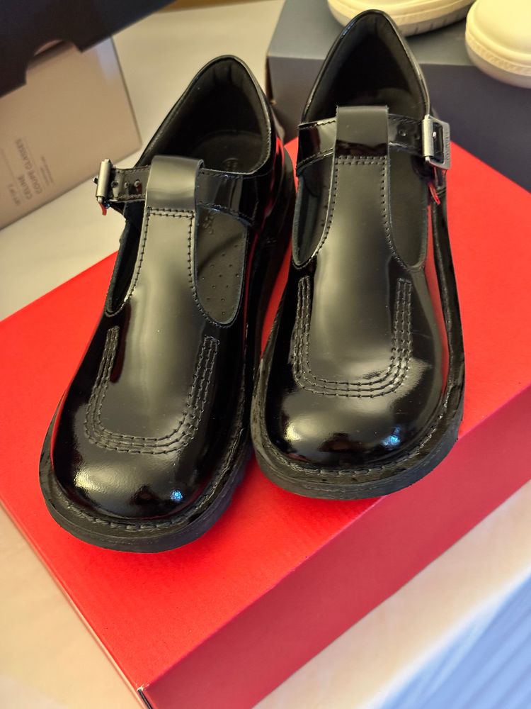 Black Patent Leather T-Strap Shoes image 1