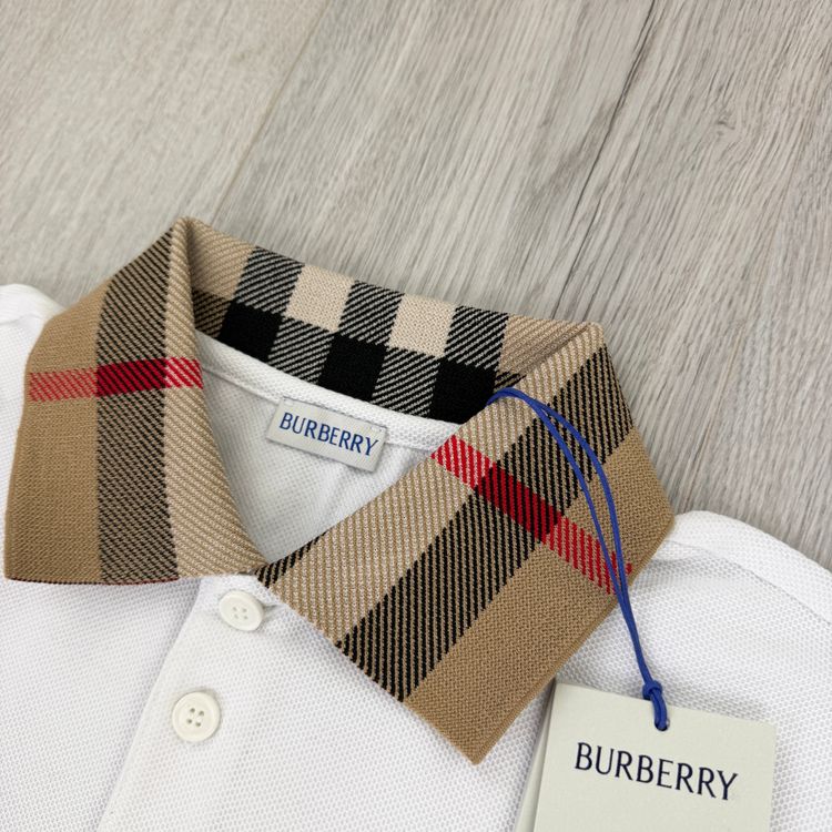Burberry Men’s White Slim-Fit Checked Cotton-Piqué Polo Shirt 4