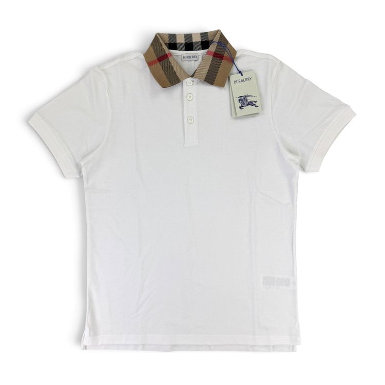 Burberry Men’s White Slim-Fit Checked Cotton-Piqué Polo Shirt