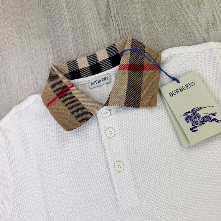 Burberry Men’s White Slim-Fit Checked Cotton-Piqué Polo Shirt 6