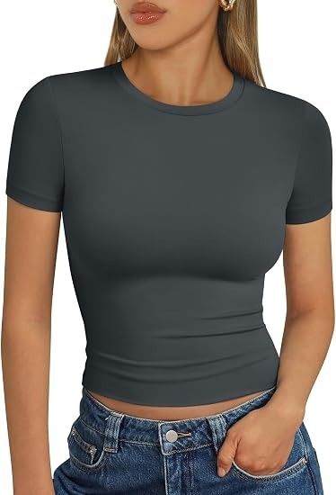 Black Fitted Short Sleeve Crop Top imagen 4