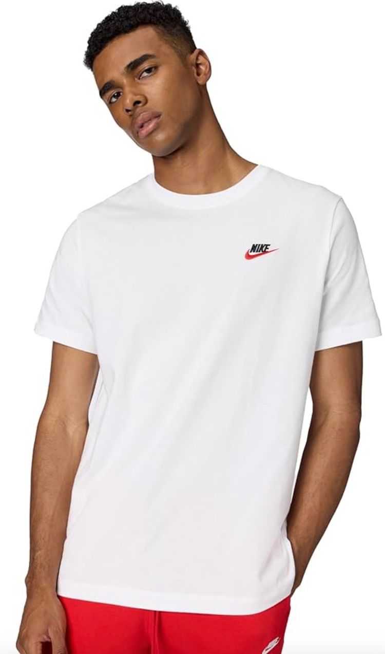 Nike White T-Shirt - Red Swoosh 