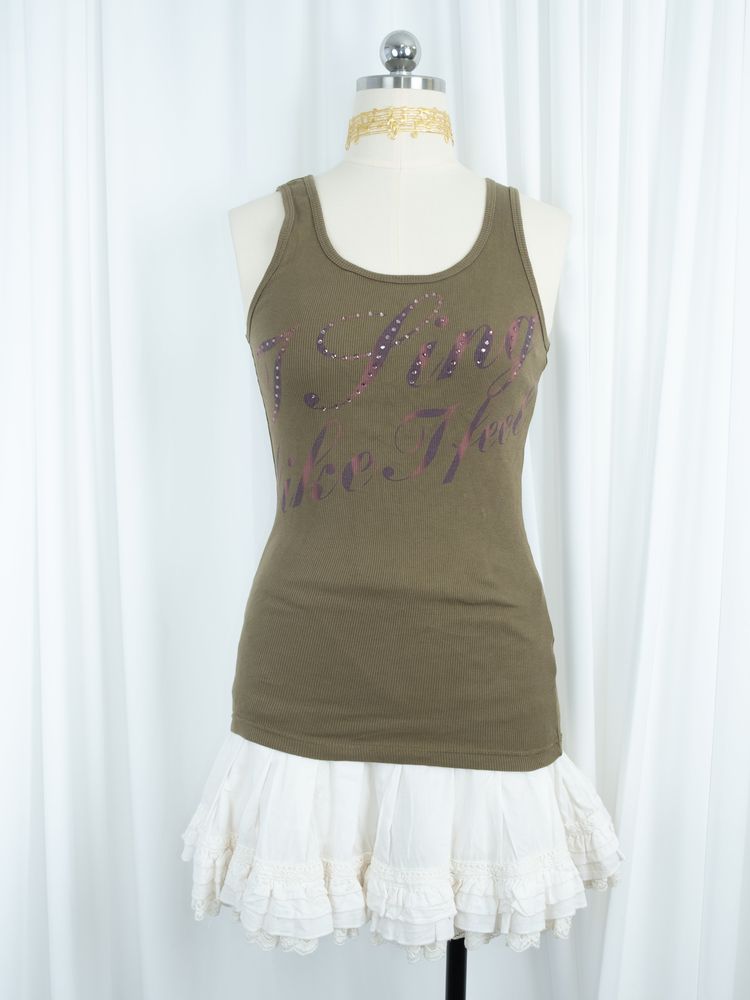 I SING LIKE I FEEL KHAKI TANK TOP image 3