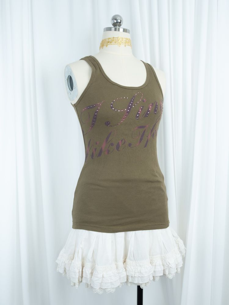 I SING LIKE I FEEL KHAKI TANK TOP image 1