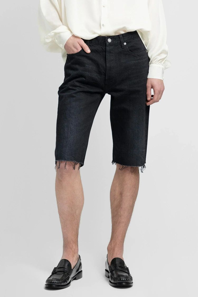 Immagine di Saint Laurent Paris Washed Black Raw Edge Denim Shorts 2