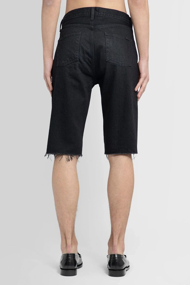 Immagine di Saint Laurent Paris Washed Black Raw Edge Denim Shorts 3