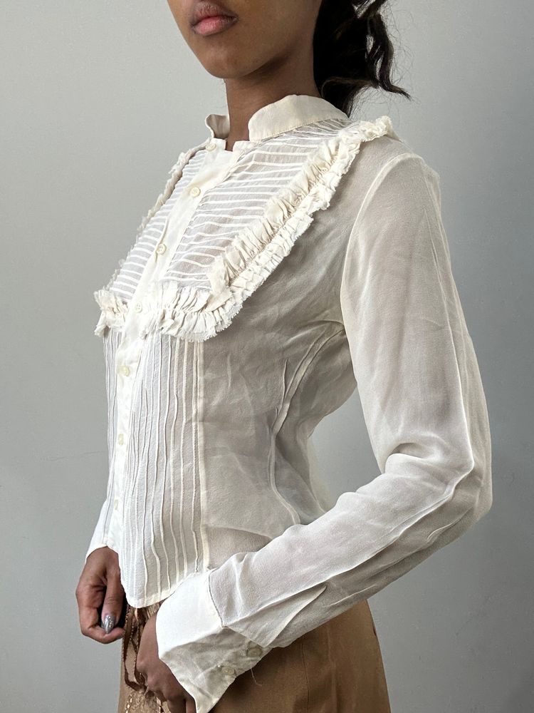 romantic grunge edit | small cream sheer long sleeve top image 6