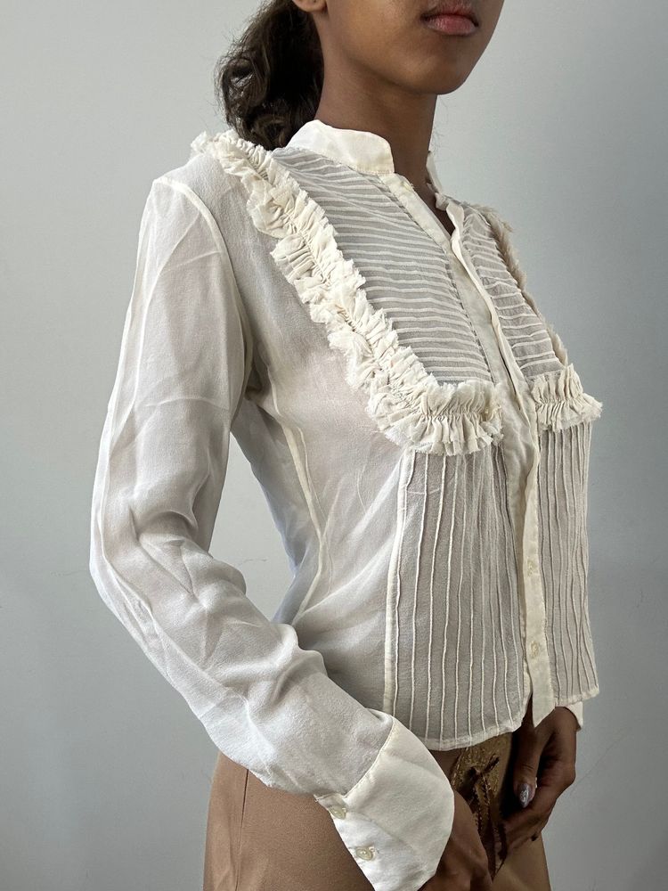 romantic grunge edit | small cream sheer long sleeve top image 8