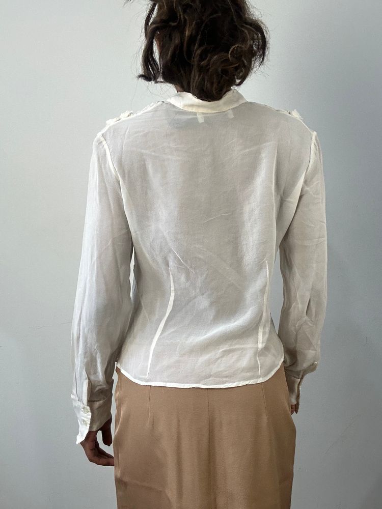 romantic grunge edit | small cream sheer long sleeve top image 3