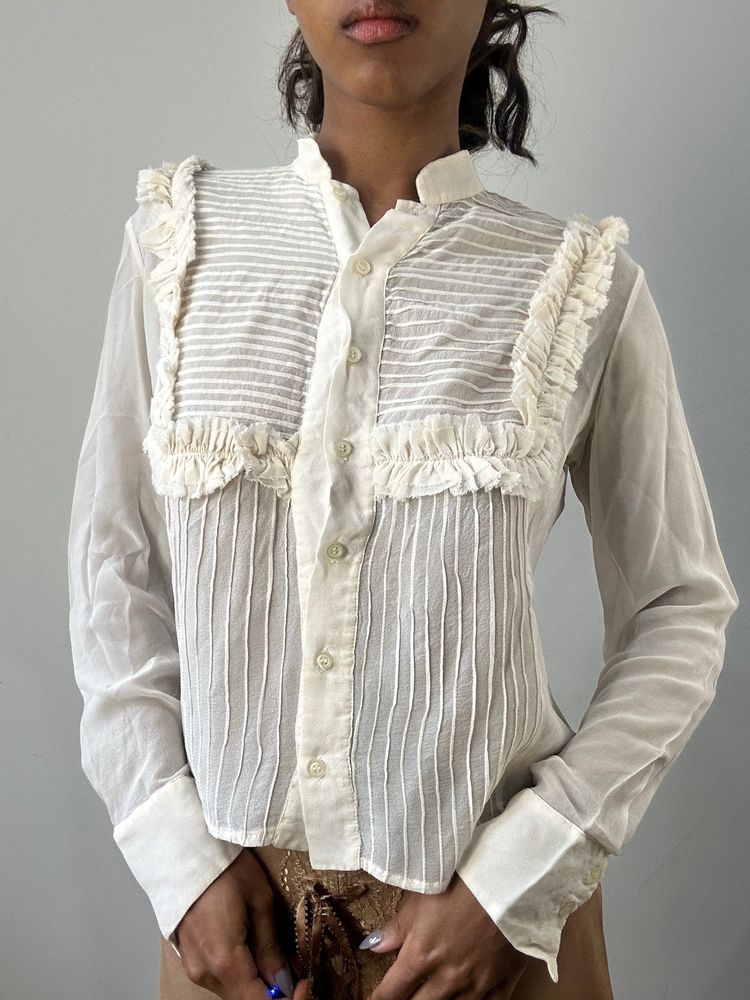 romantic grunge edit | small cream sheer long sleeve top image 1