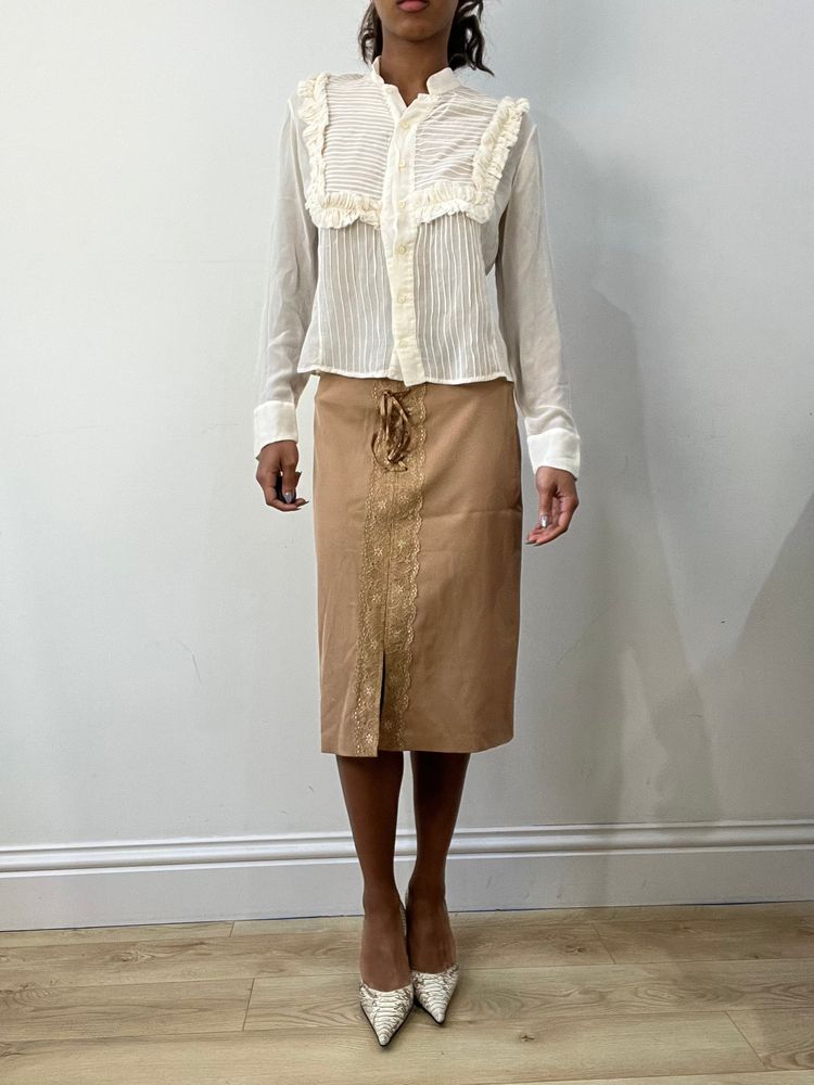 romantic grunge edit | small cream sheer long sleeve top image 4