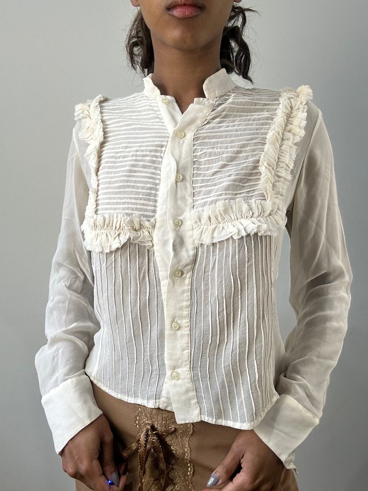 romantic grunge edit | small cream sheer long sleeve top image 7