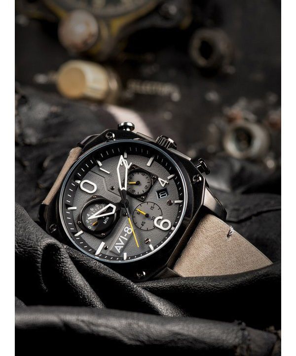 AVI-8 Hawker Hunter Retrograde Chronograph Sea Grey Dial Quartz AV-4052-03 Men's Watch image 4