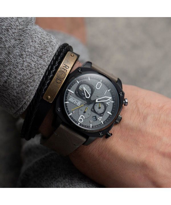 AVI-8 Hawker Hunter Retrograde Chronograph Sea Grey Dial Quartz AV-4052-03 Men's Watch image 3