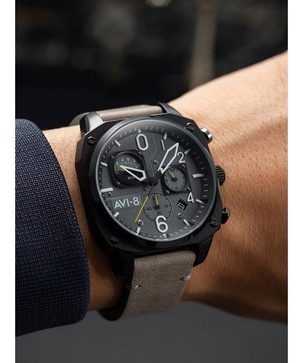 AVI-8 Hawker Hunter Retrograde Chronograph Sea Grey Dial Quartz AV-4052-03 Men's Watch image 2