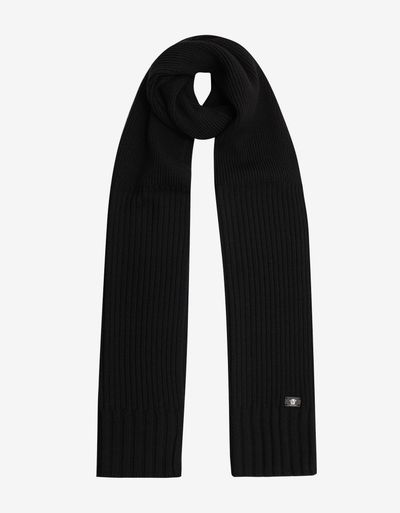 Versace Black Ribbed Wool Scarf 1