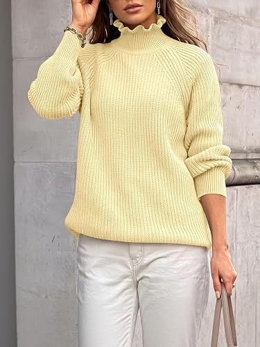 Yellow Knitted Sweater With Ruffled Collar 3