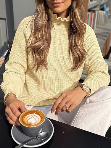 Yellow Knitted Sweater With Ruffled Collar 4