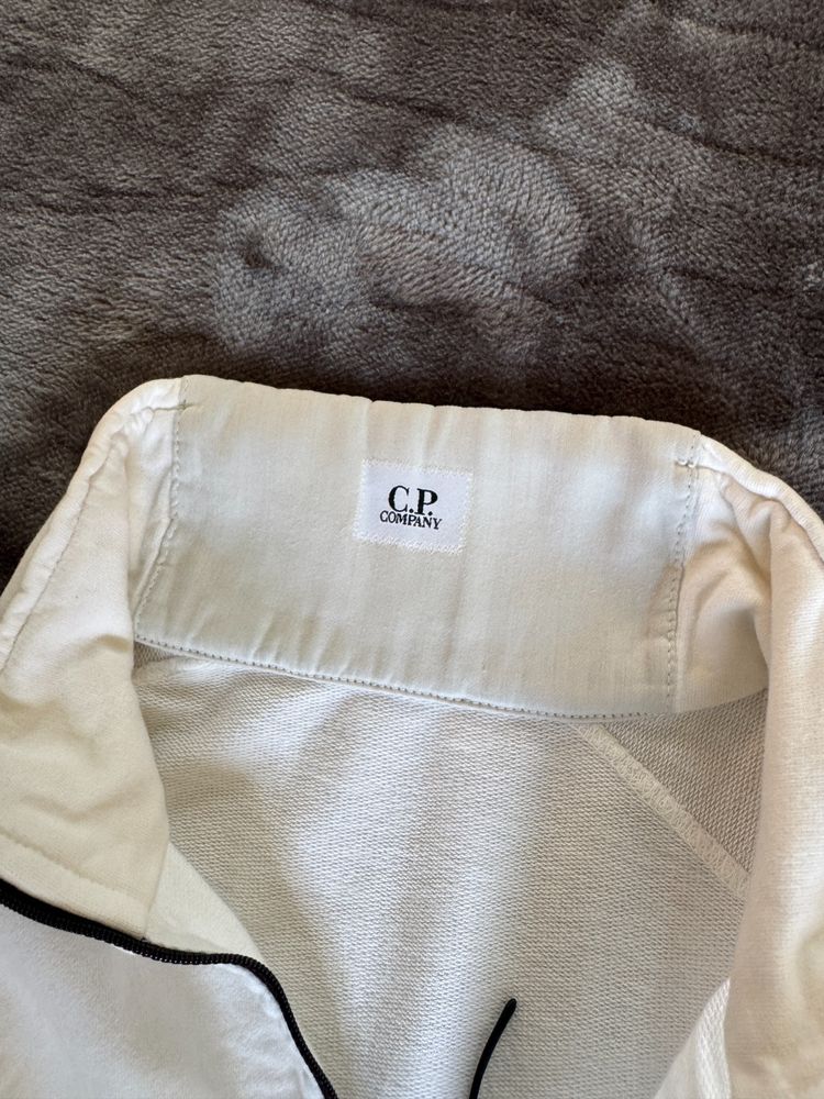 C.P. Company White Quarter Zip Sweatshirt - Medium obraz 8