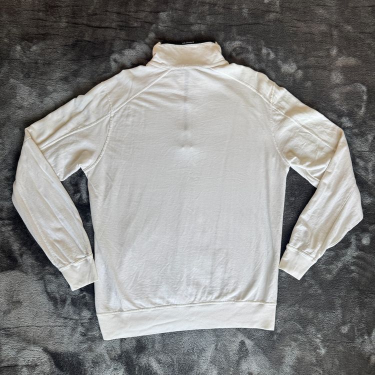 C.P. Company White Quarter Zip Sweatshirt - Medium obraz 4