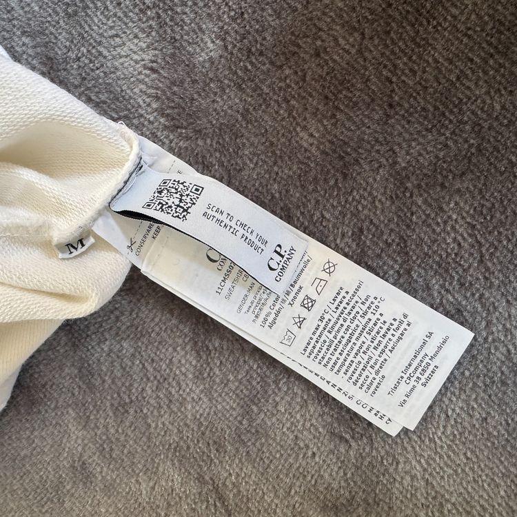 C.P. Company White Quarter Zip Sweatshirt - Medium obraz 6