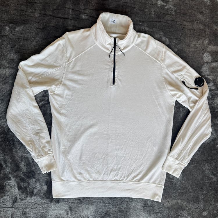 C.P. Company White Quarter Zip Sweatshirt - Medium imagen 1