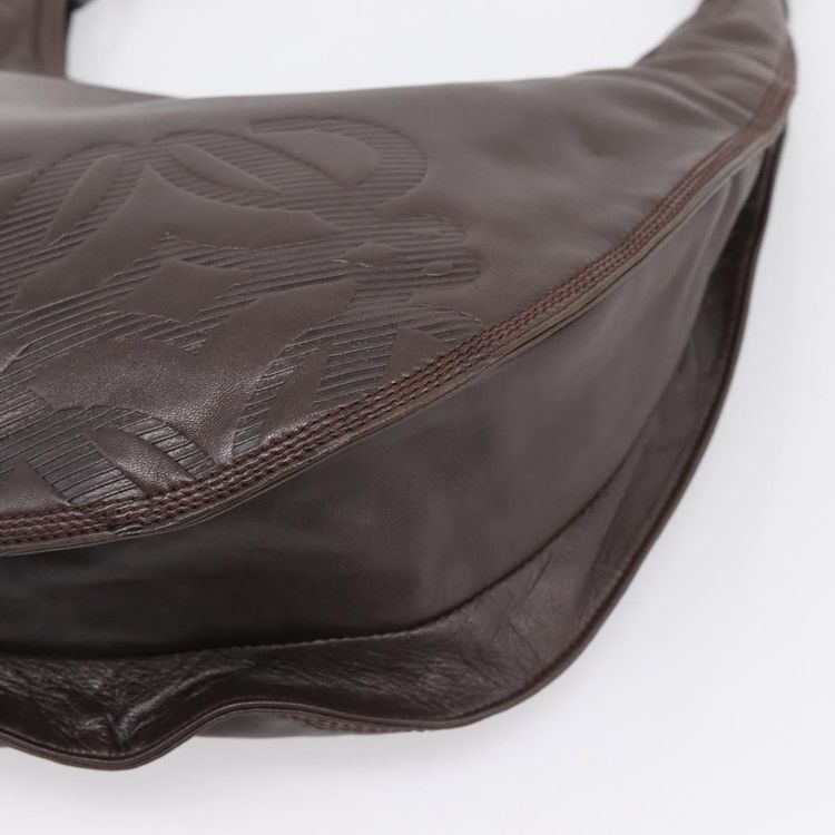LOEWE Anagram Shoulder Bag Leather Brown Auth mr3113 - Jerrillo obraz 9