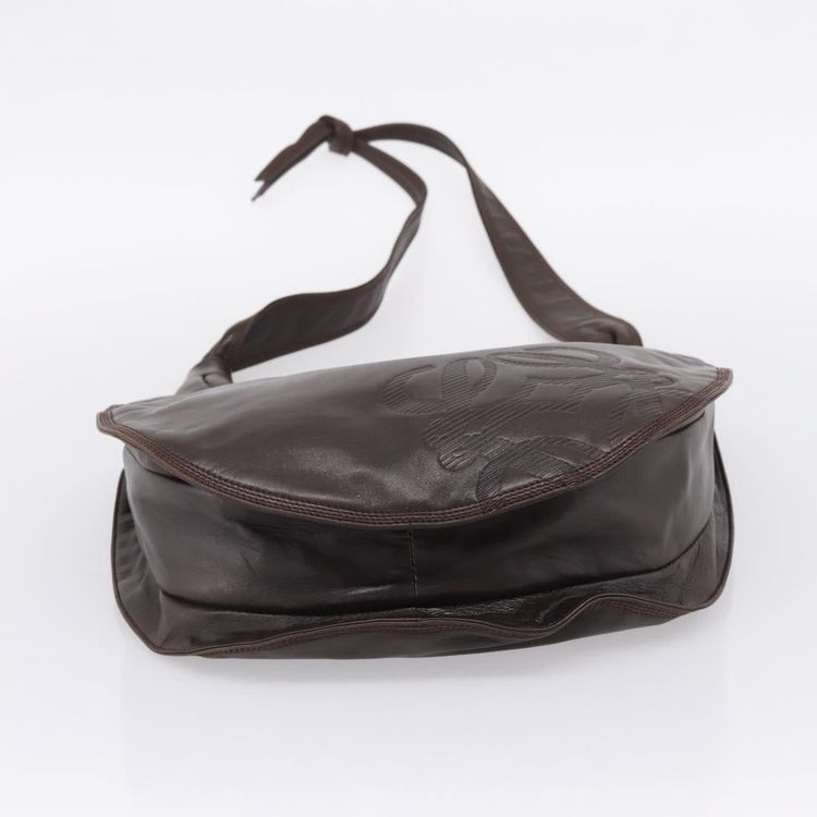 LOEWE Anagram Shoulder Bag Leather Brown Auth mr3113 - Jerrillo obraz 5