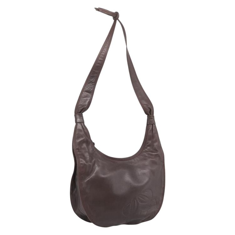 LOEWE Anagram Shoulder Bag Leather Brown Auth mr3113 - Jerrillo obraz 1