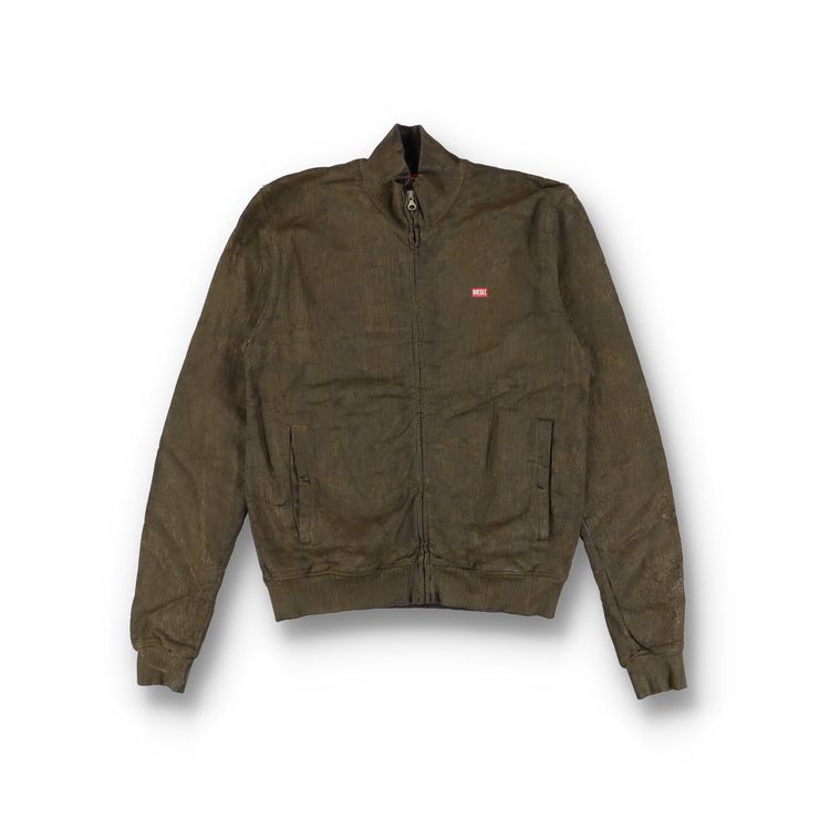 Diesel Green S-Nyce cracked Paint Effect Logo Track Jacket image 1