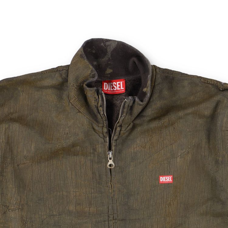 Diesel Green S-Nyce cracked Paint Effect Logo Track Jacket image 8