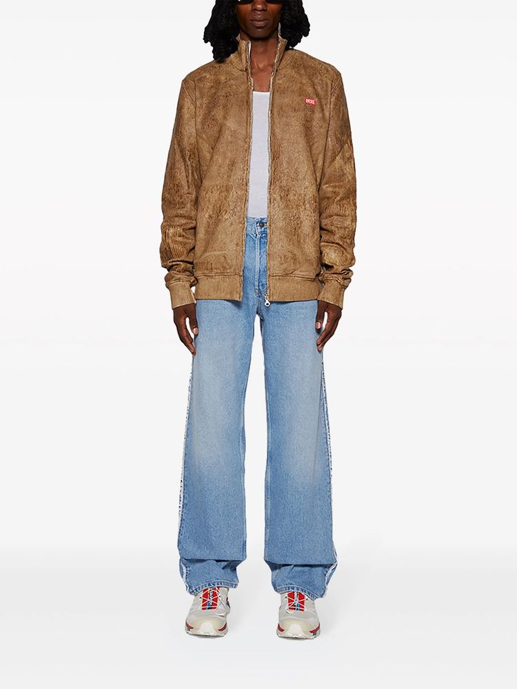 Diesel Green S-Nyce cracked Paint Effect Logo Track Jacket image 4