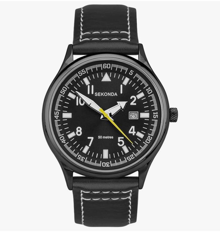 MENS 42MM SEKONDA PILOT WATCH BLACK - NEW