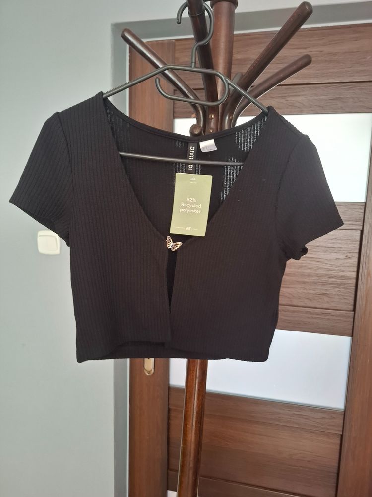 Other Black Ribbed Short Sleeve Crop Top product image