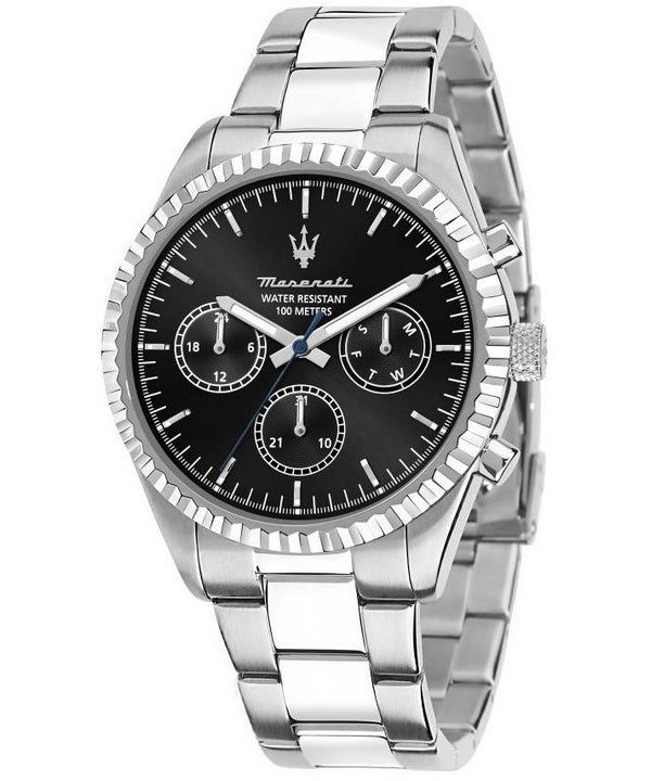 Maserati Competizione Stainless Steel Black Multifunction Dial Quartz R8853100023 100M Men's Watch image 1