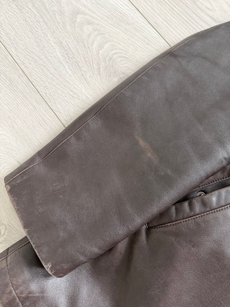 Emporio Armani 1990s Quilt Lined Brown Leather Jacket - Size XL imagen 2